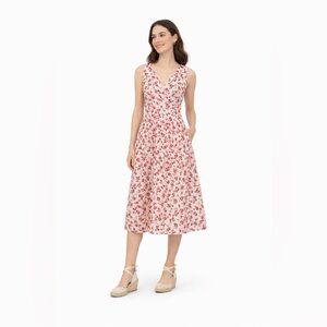 Ann Taylor Red V-Neck Sleeveless Midi Sundress